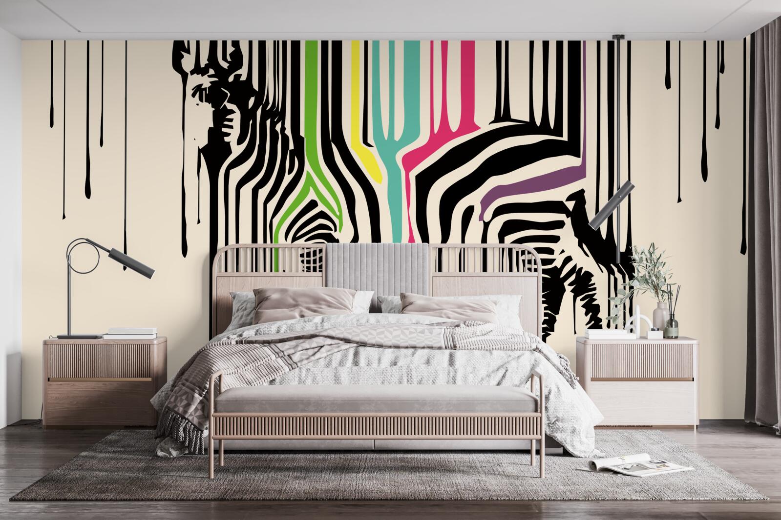 Fototapeta zebra zobrazená s rozmazanou farbou