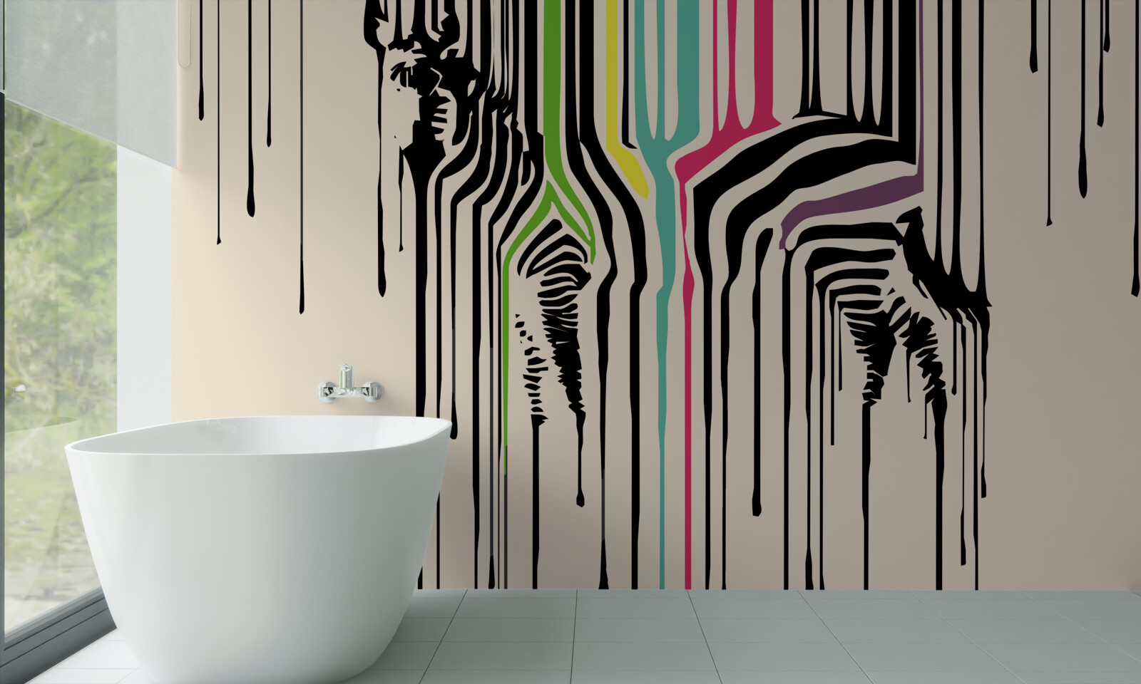 Fototapeta zebra zobrazená s rozmazanou farbou