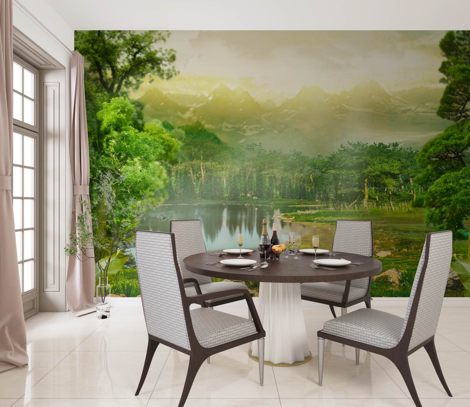 Fototapeta zelený les v noci cíti teplo slnka