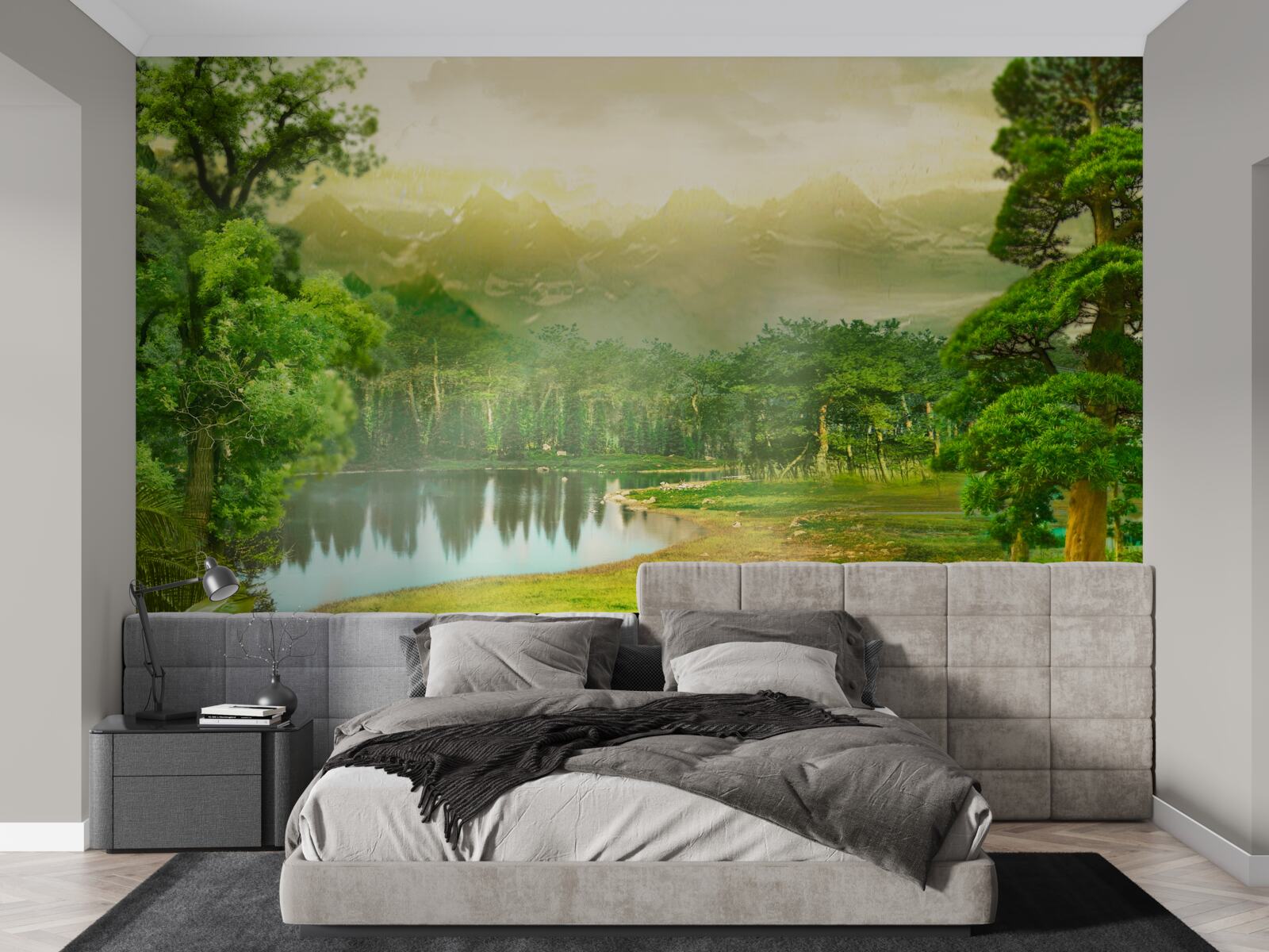 Fototapeta zelený les v noci cíti teplo slnka