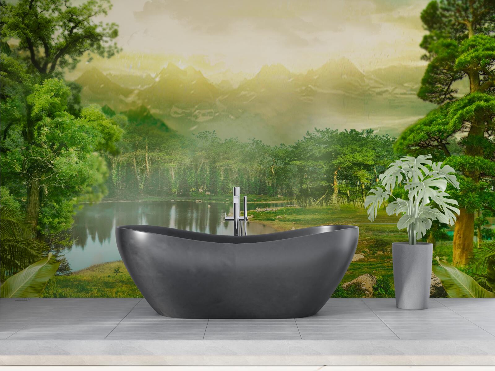 Fototapeta zelený les v noci cíti teplo slnka