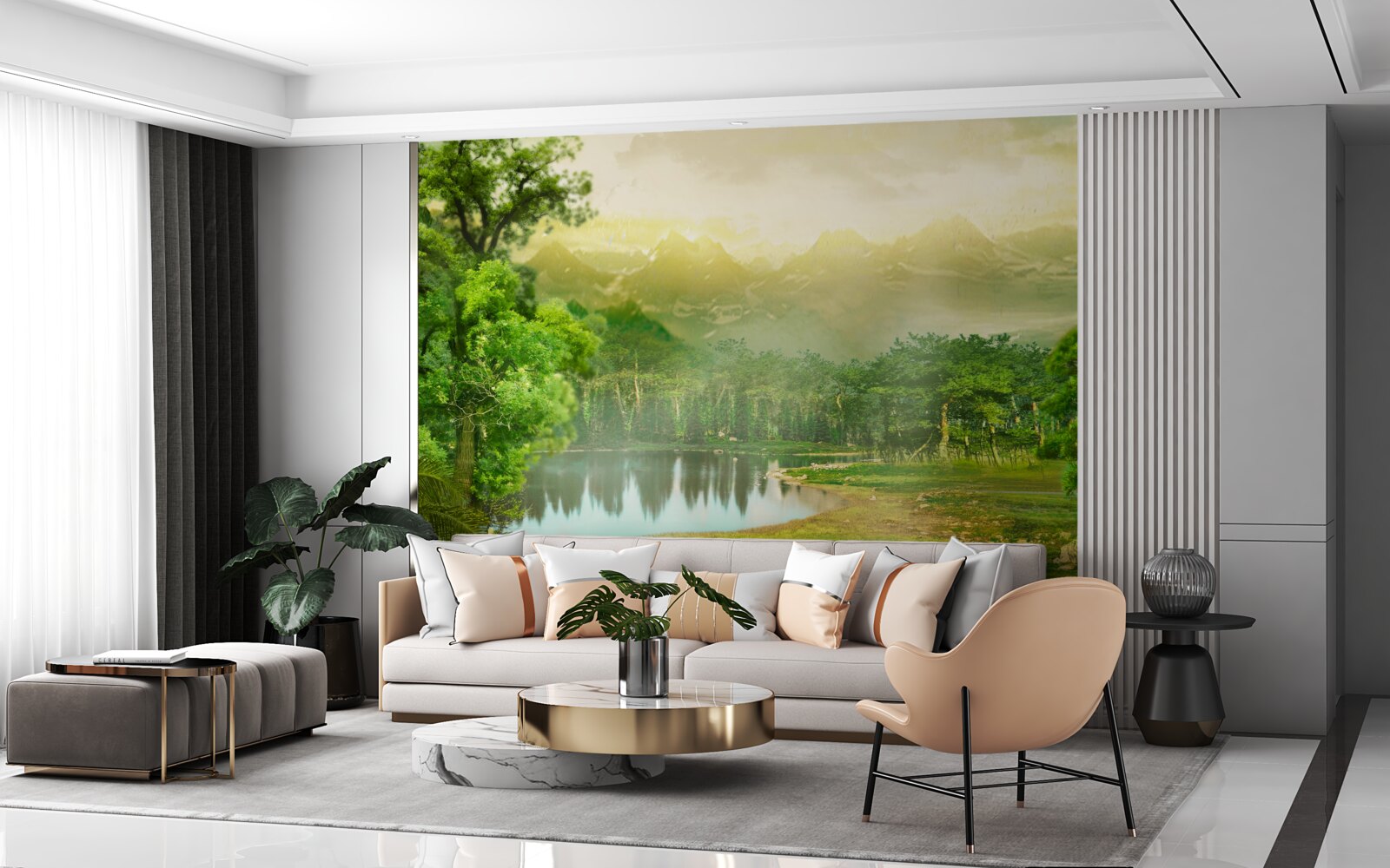 Fototapeta zelený les v noci cíti teplo slnka