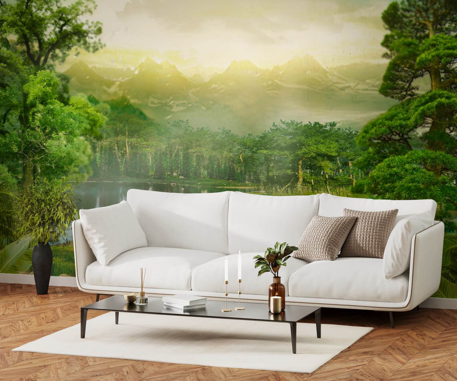 Fototapeta zelený les v noci cíti teplo slnka