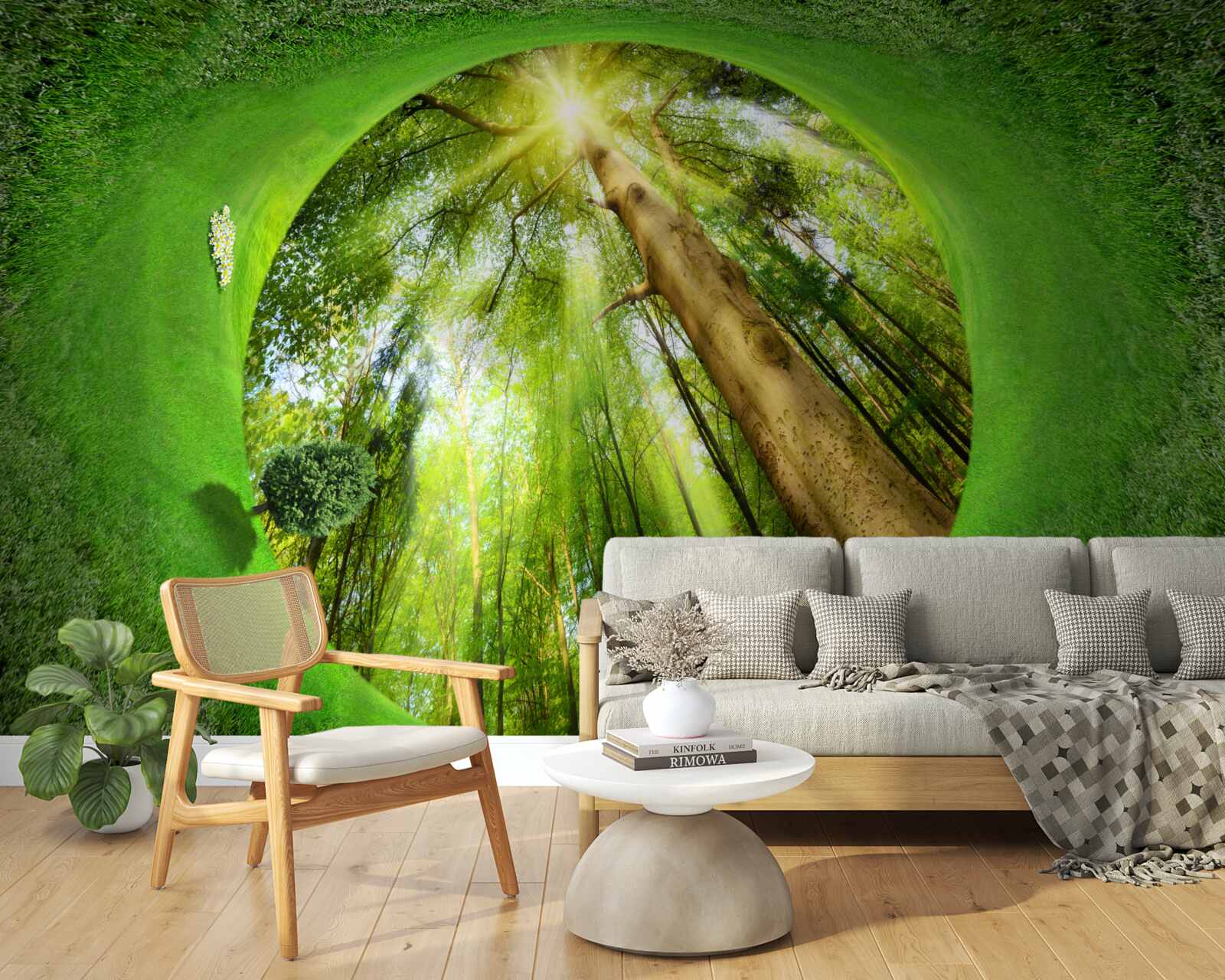 Fototapeta objektív sa pozerá na udržiavaný zelený les