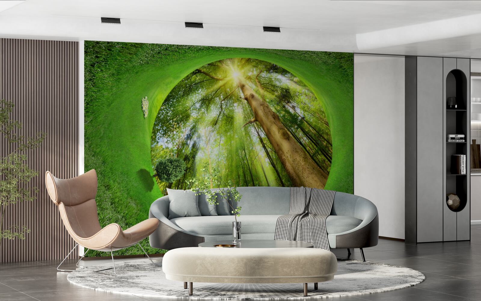 Fototapeta objektív sa pozerá na udržiavaný zelený les