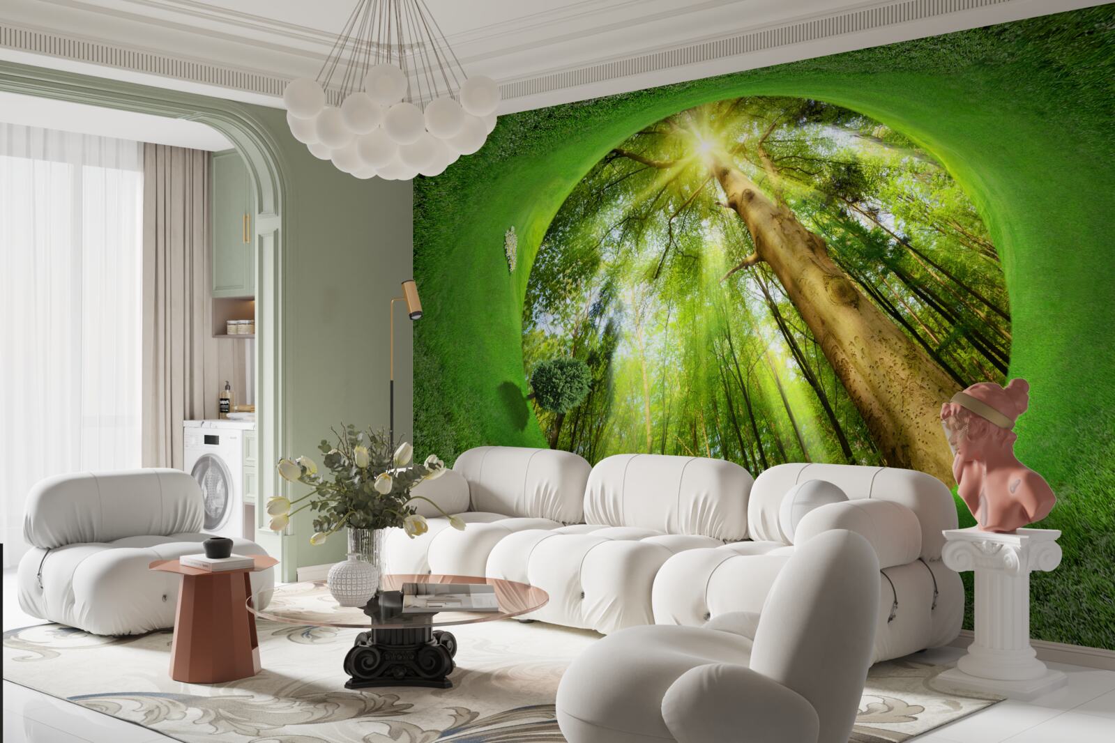 Fototapeta objektív sa pozerá na udržiavaný zelený les