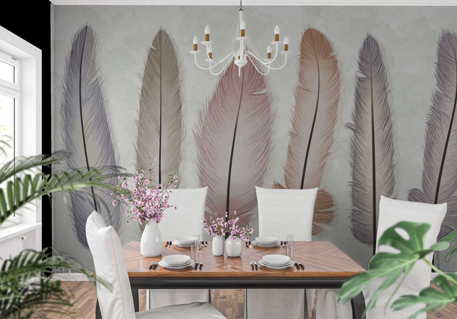 Fototapeta nádherné pastelové pierka majú značnú dĺžku