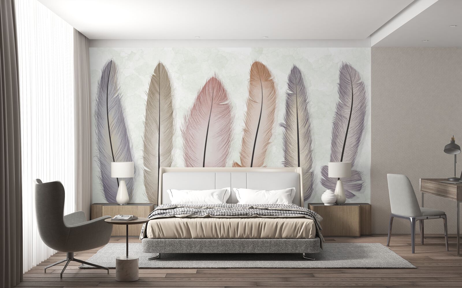 Fototapeta nádherné pastelové pierka majú značnú dĺžku