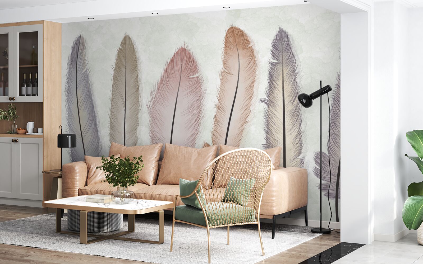 Fototapeta nádherné pastelové pierka majú značnú dĺžku