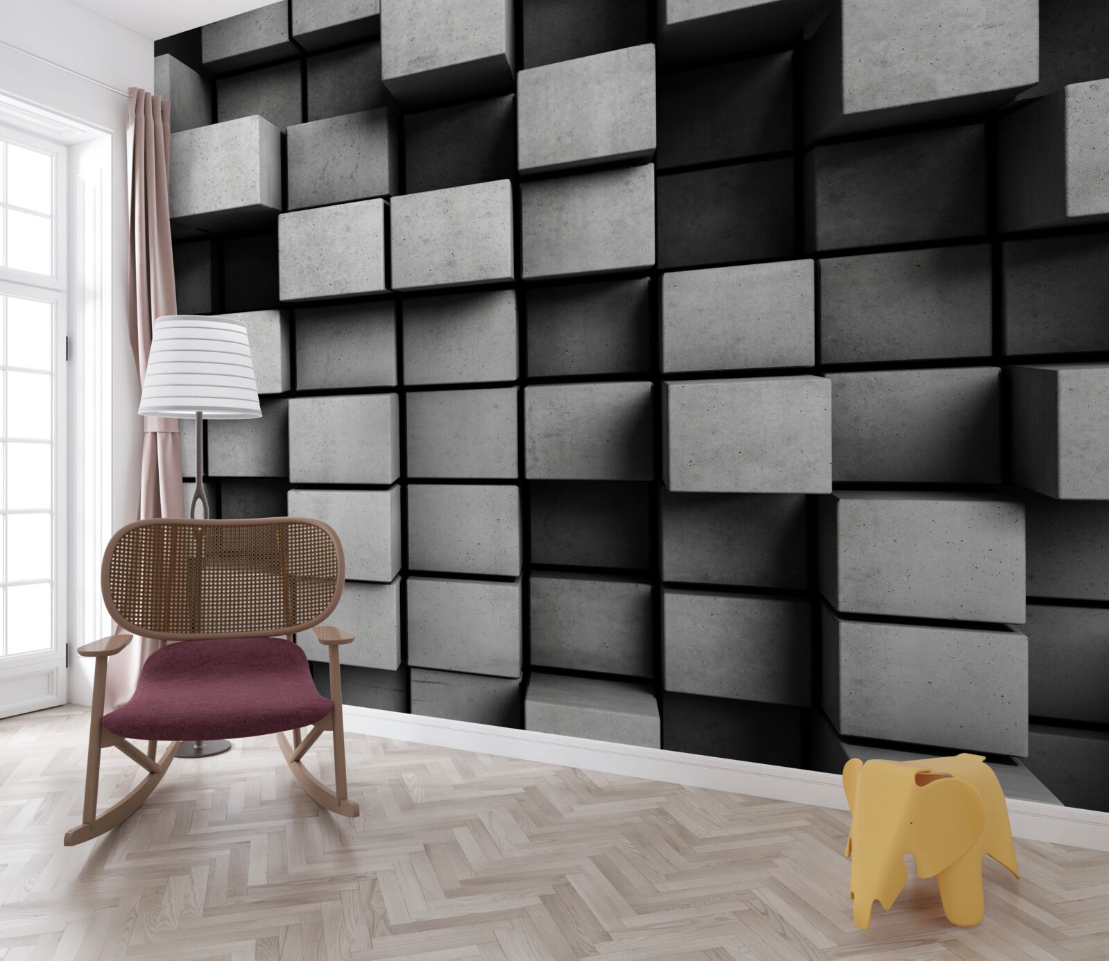 Fototapeta vodorovné sivé kocky