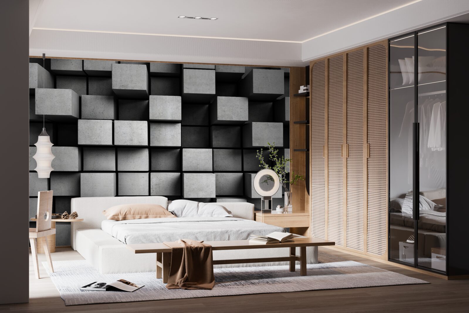 Fototapeta vodorovné sivé kocky