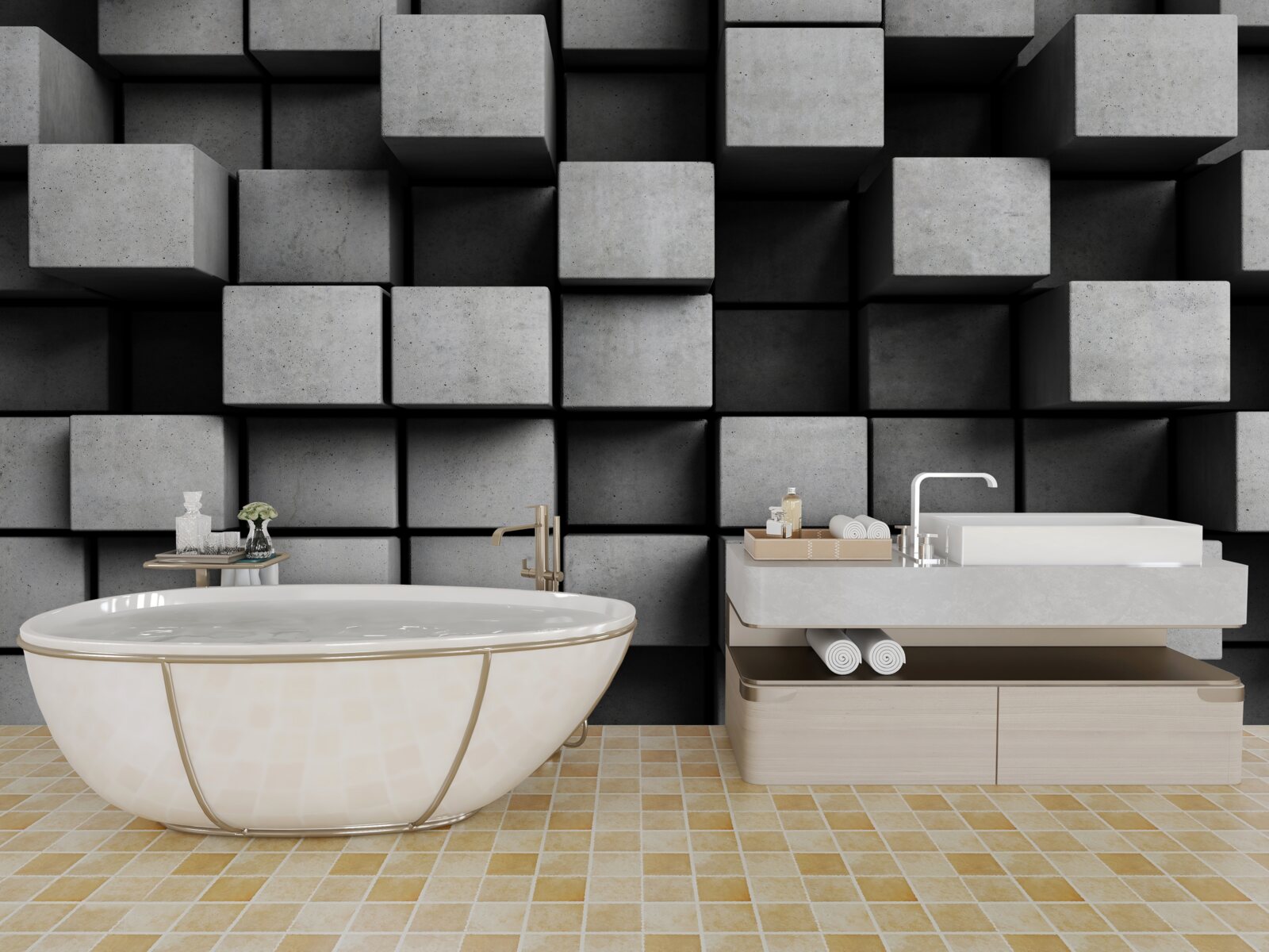 Fototapeta vodorovné sivé kocky