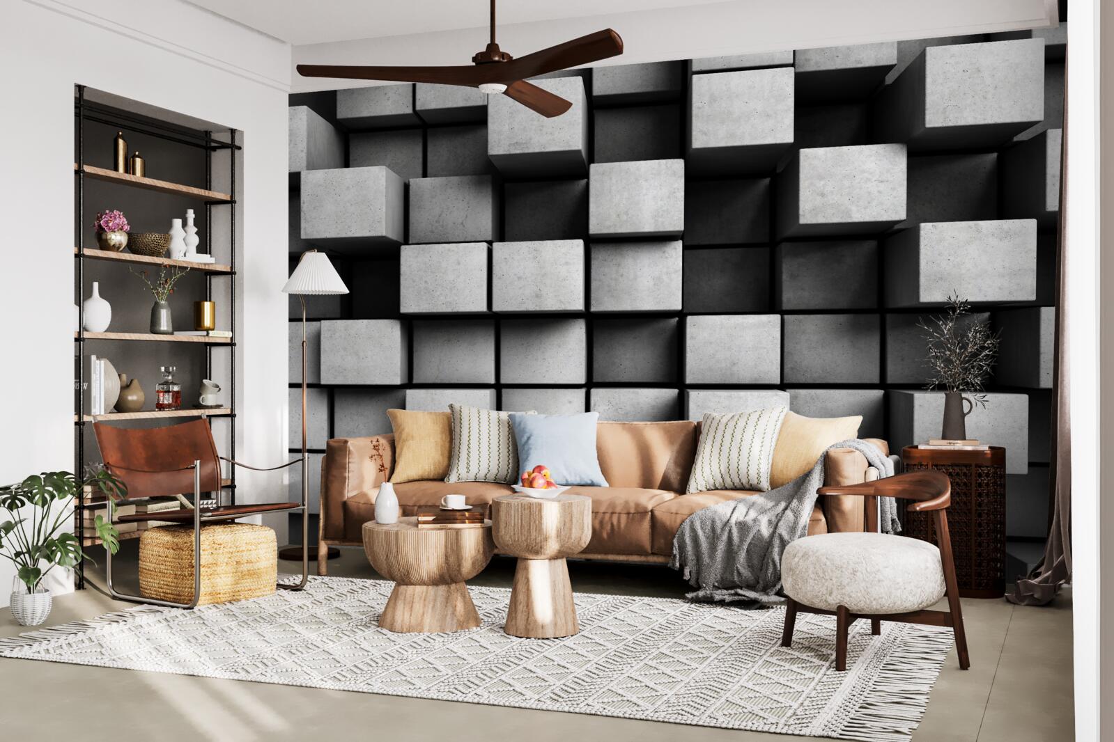 Fototapeta vodorovné sivé kocky