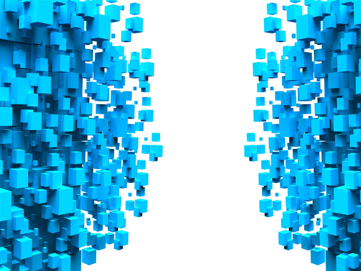 Fototapeta modré štvorce plávajúce v abstrakcii