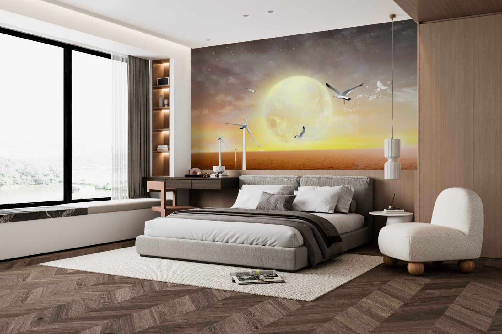 Fototapeta západ slnka nad morom sprevádza krik čajok