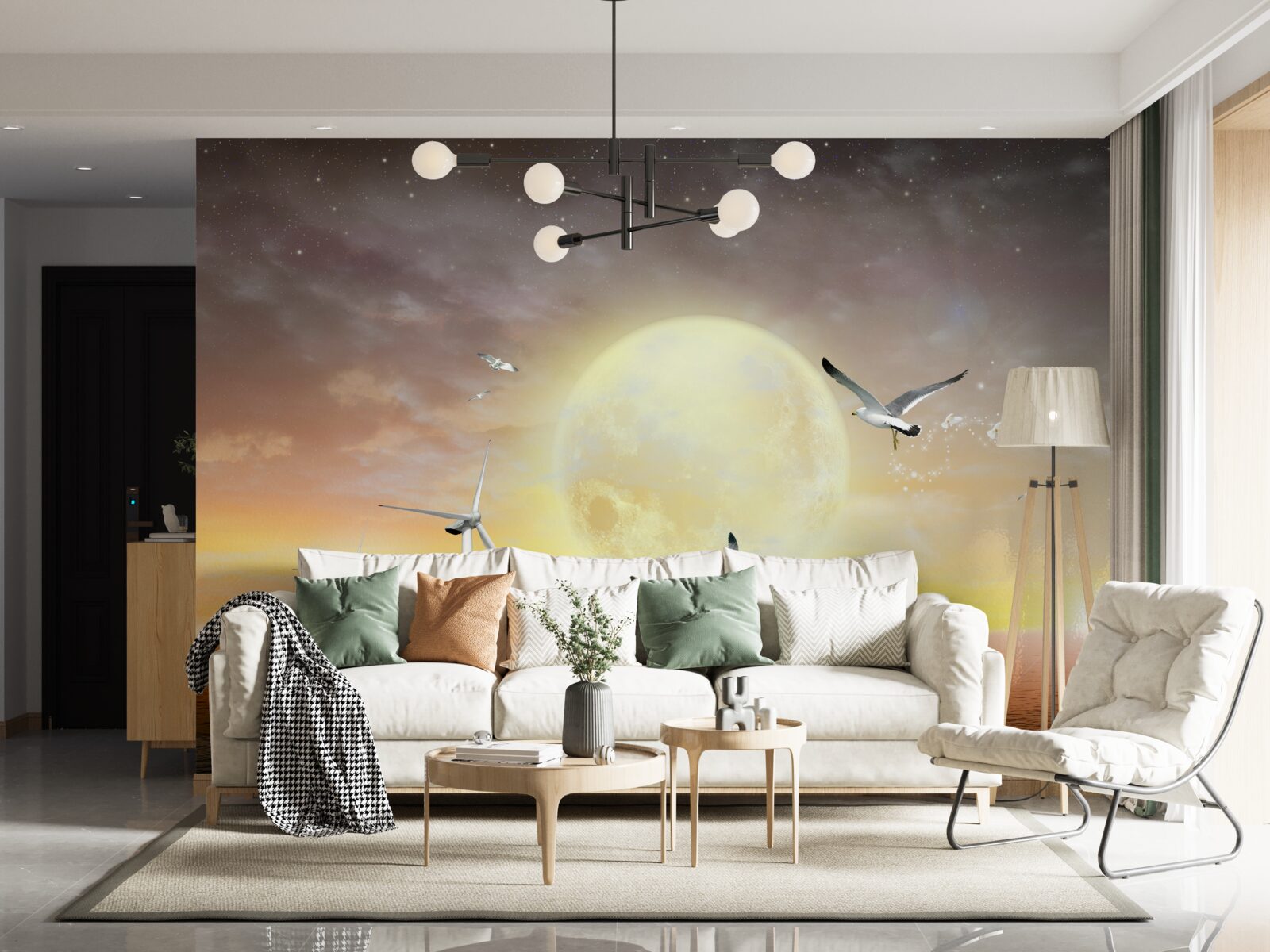 Fototapeta západ slnka nad morom sprevádza krik čajok