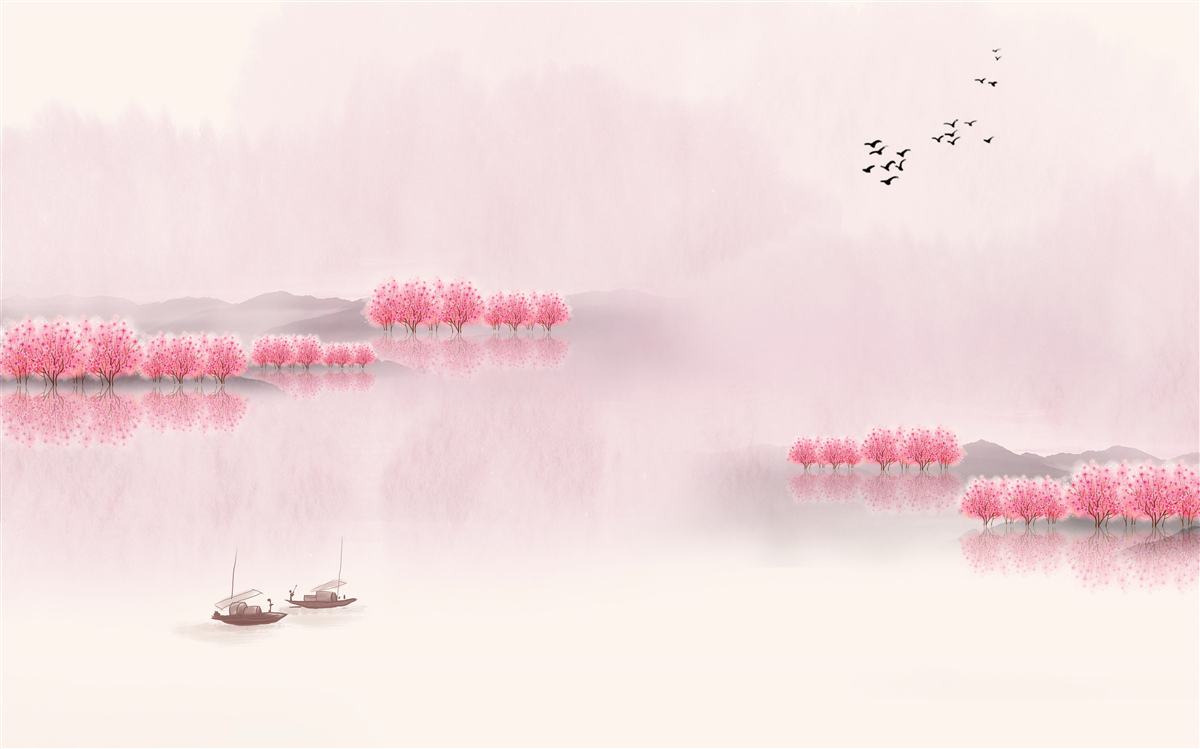 Fototapeta pokojné rybníky a ružové okraje lesov