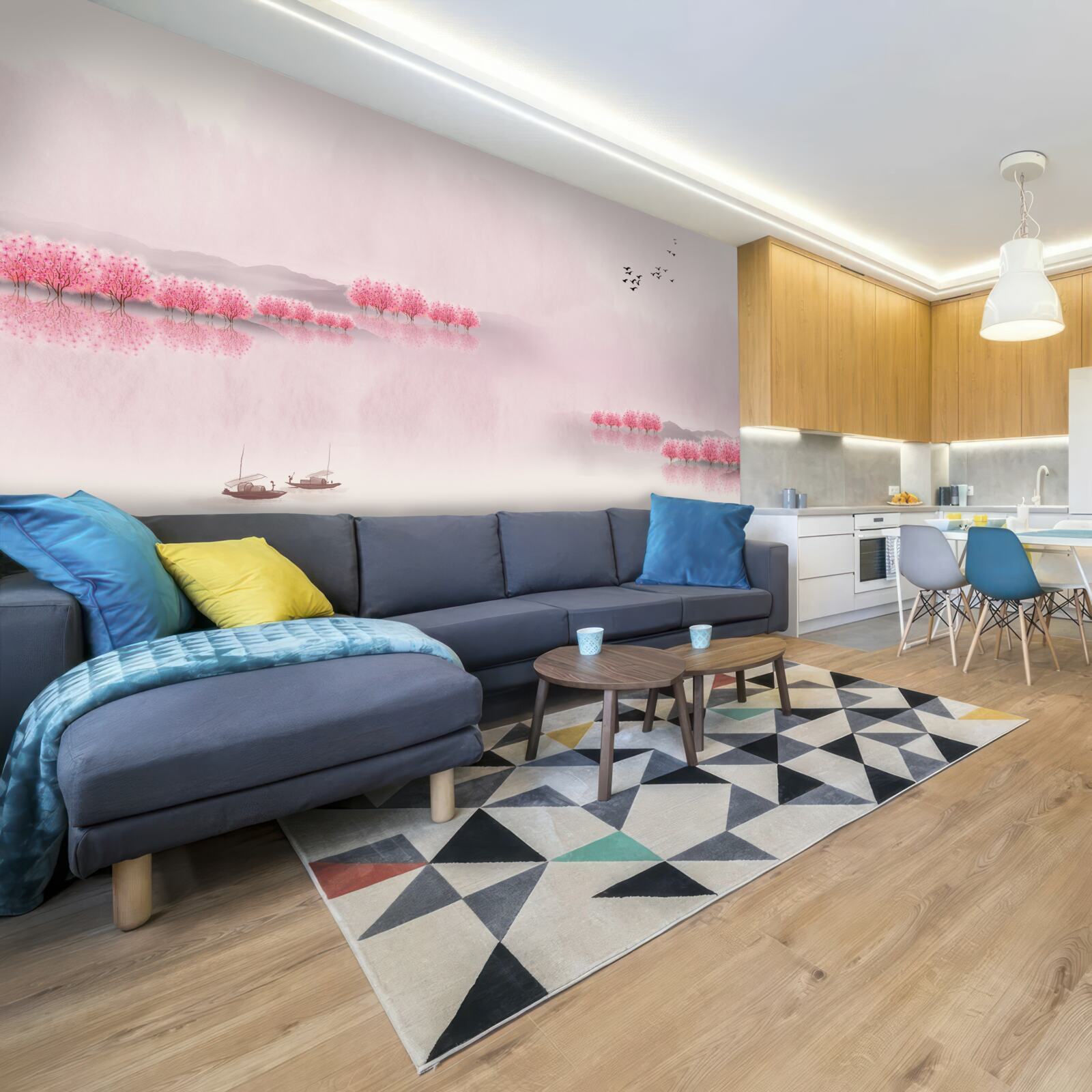 Fototapeta pokojné rybníky a ružové okraje lesov