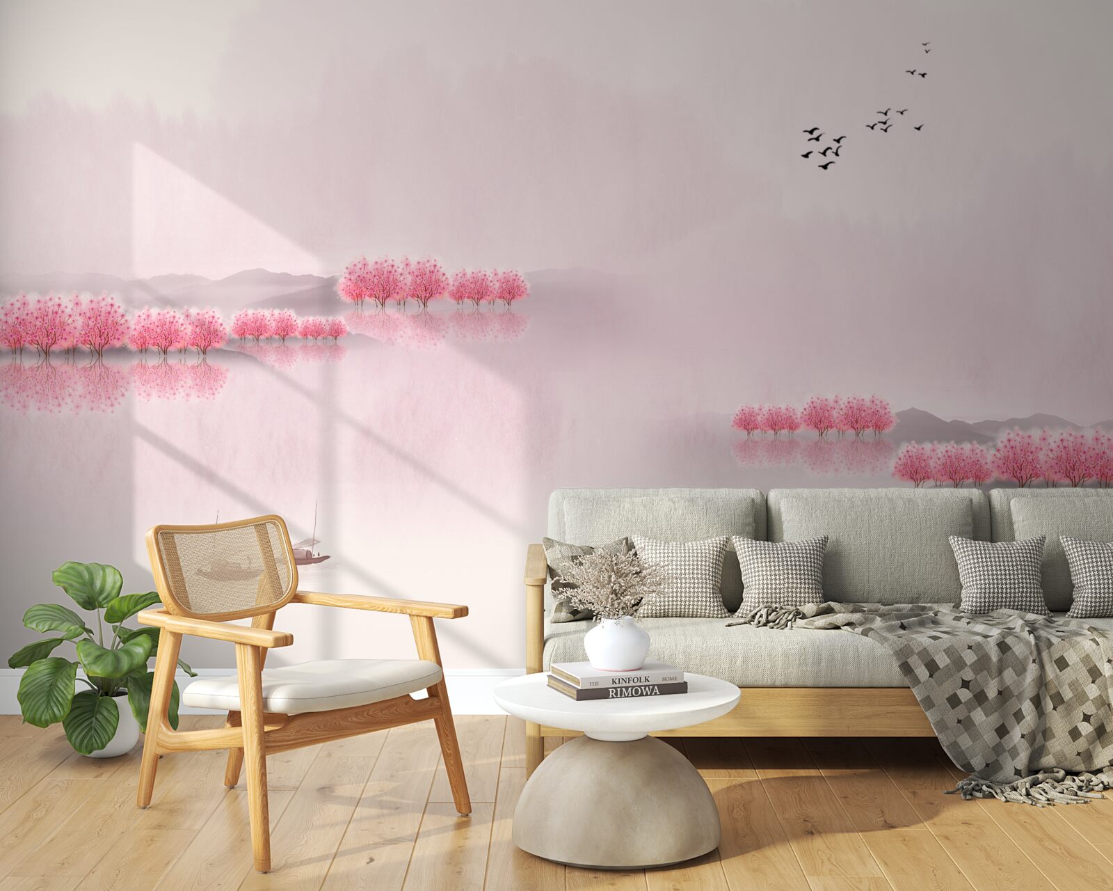 Fototapeta pokojné rybníky a ružové okraje lesov