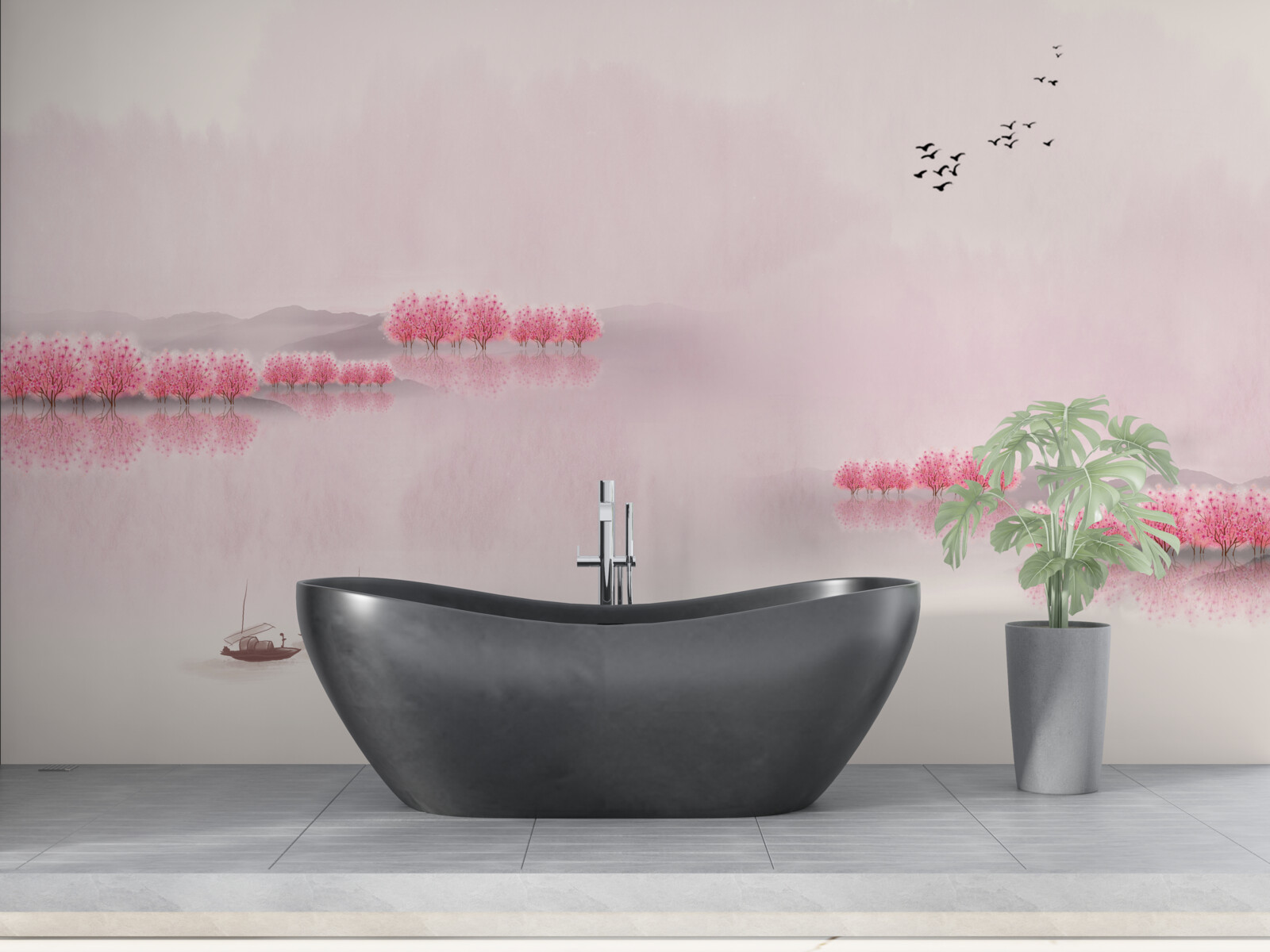 Fototapeta pokojné rybníky a ružové okraje lesov