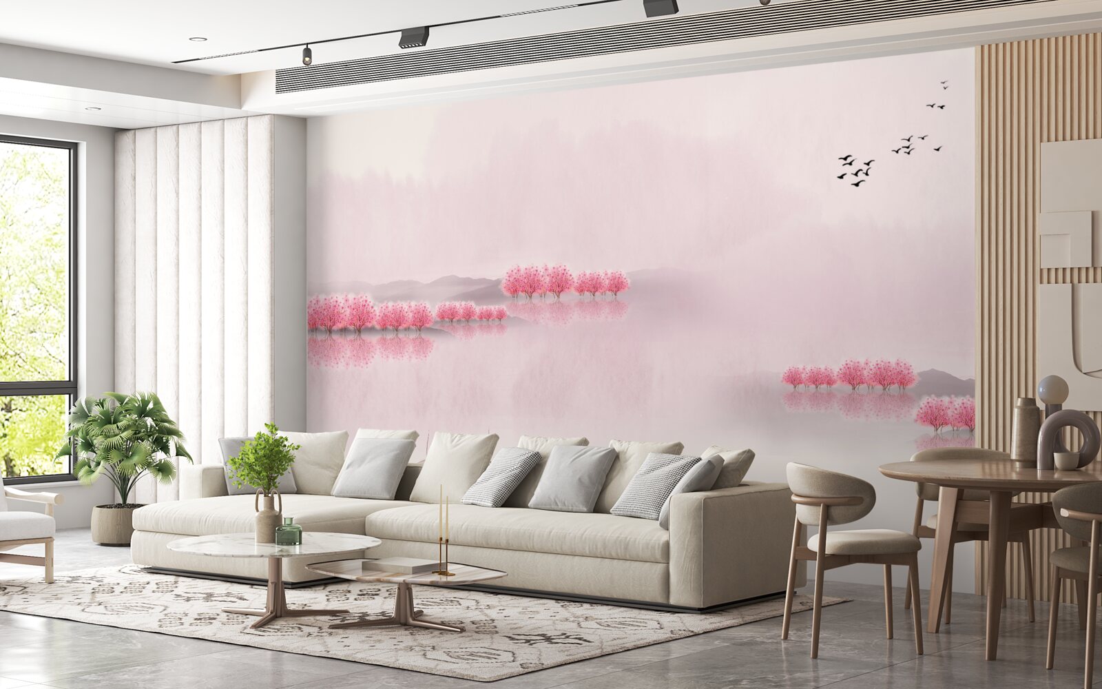 Fototapeta pokojné rybníky a ružové okraje lesov