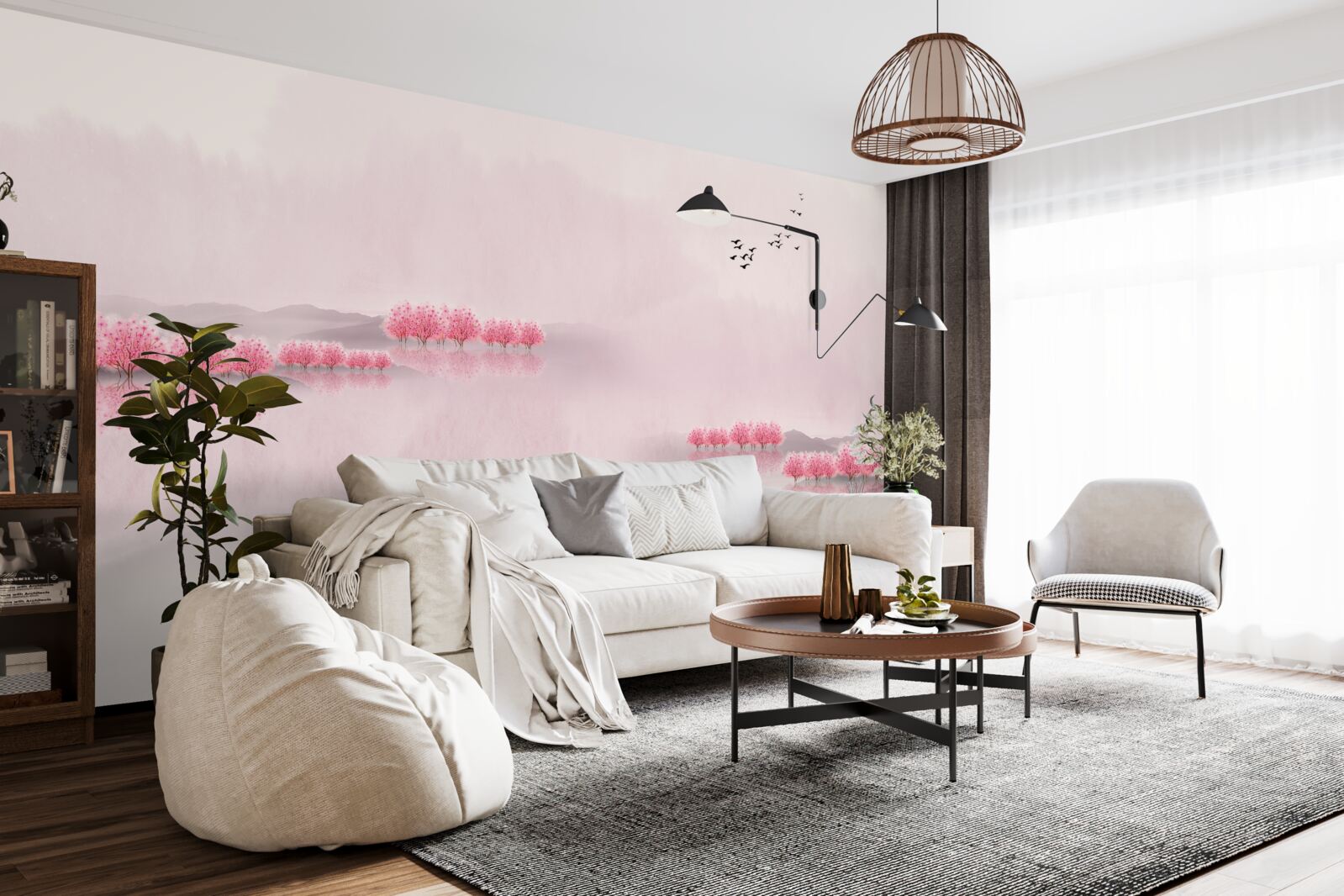 Fototapeta pokojné rybníky a ružové okraje lesov