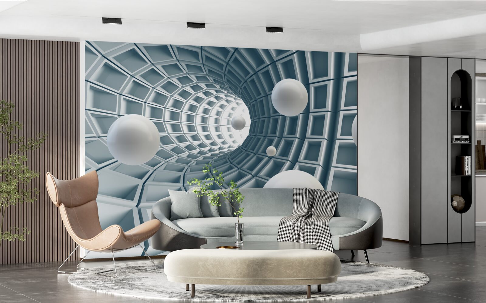 Fototapeta azúrový tunel s balónikmi, ktoré sa hladko vznášajú vo vzduchu