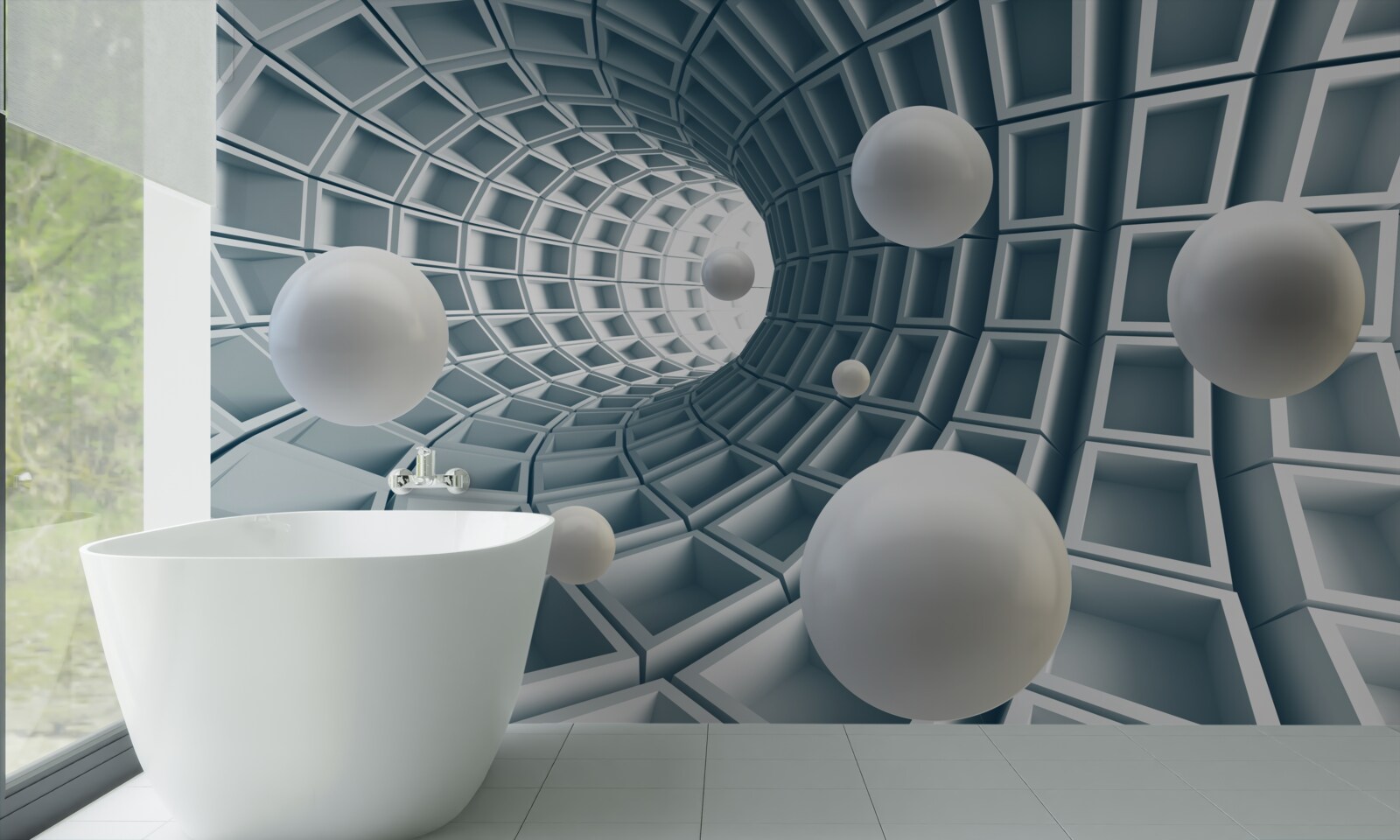 Fototapeta azúrový tunel s balónikmi, ktoré sa hladko vznášajú vo vzduchu