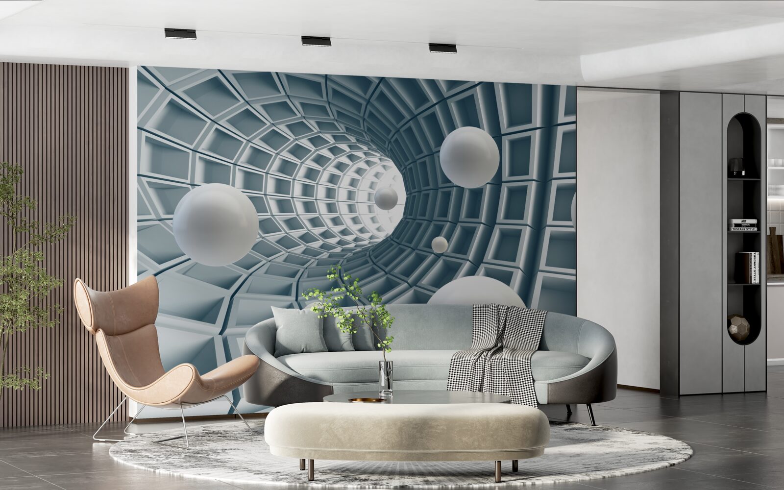 Fototapeta azúrový tunel s balónikmi, ktoré sa hladko vznášajú vo vzduchu