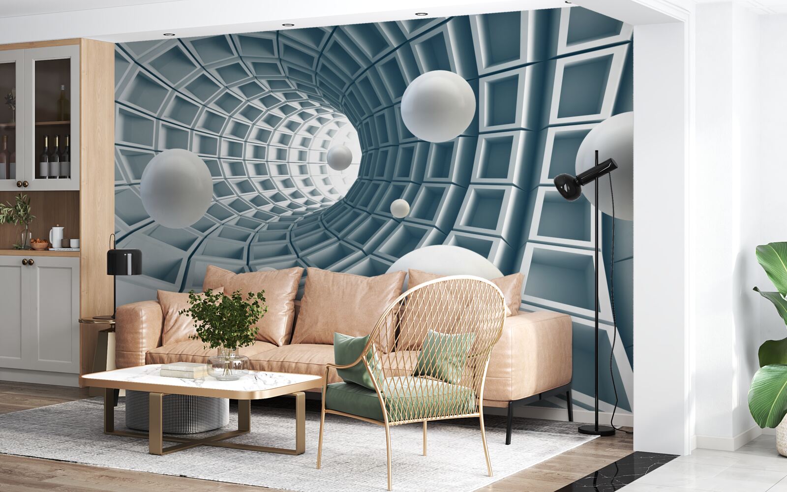 Fototapeta azúrový tunel s balónikmi, ktoré sa hladko vznášajú vo vzduchu