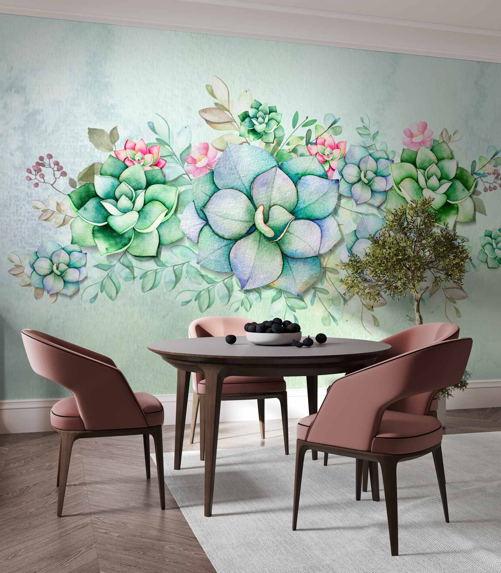 Fototapeta sada zelených sukulentov