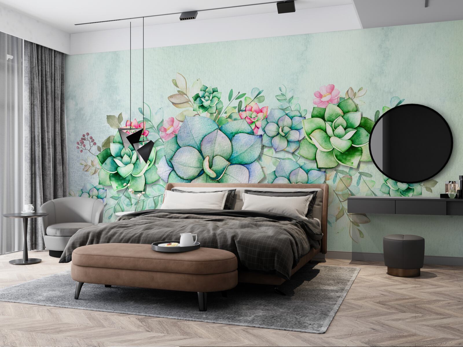 Fototapeta sada zelených sukulentov