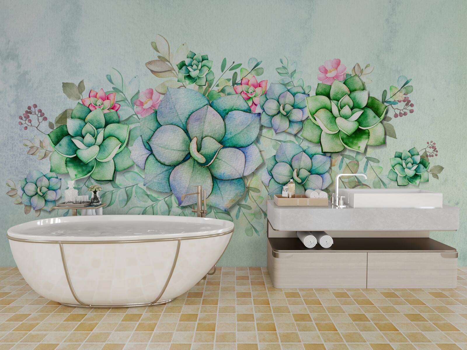 Fototapeta sada zelených sukulentov