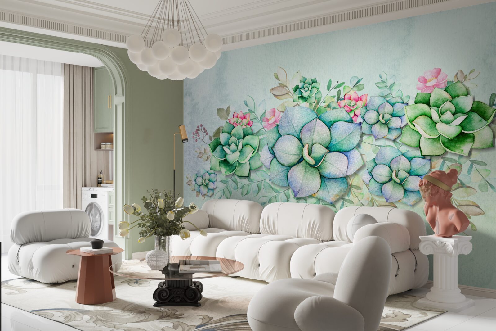 Fototapeta sada zelených sukulentov