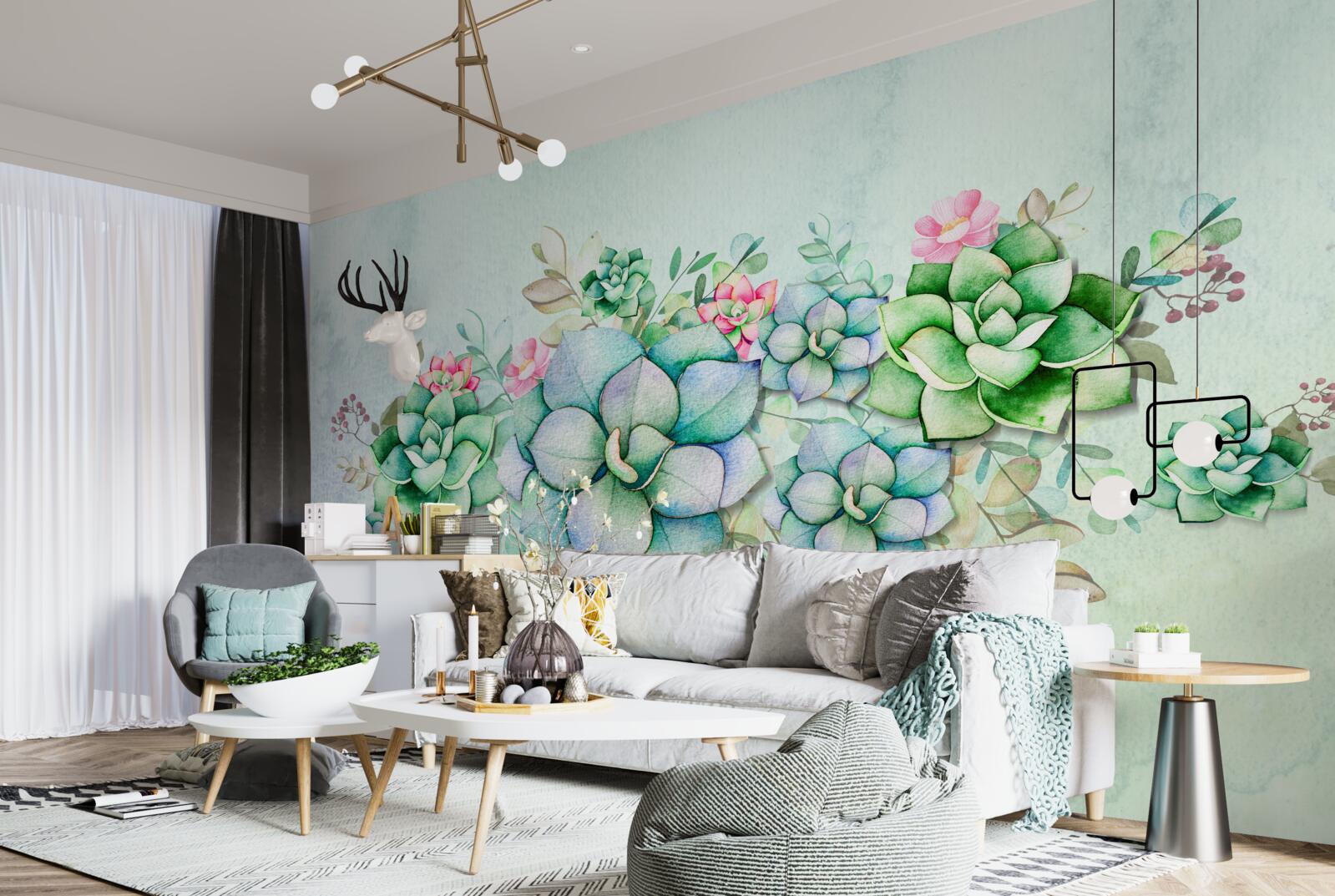 Fototapeta sada zelených sukulentov