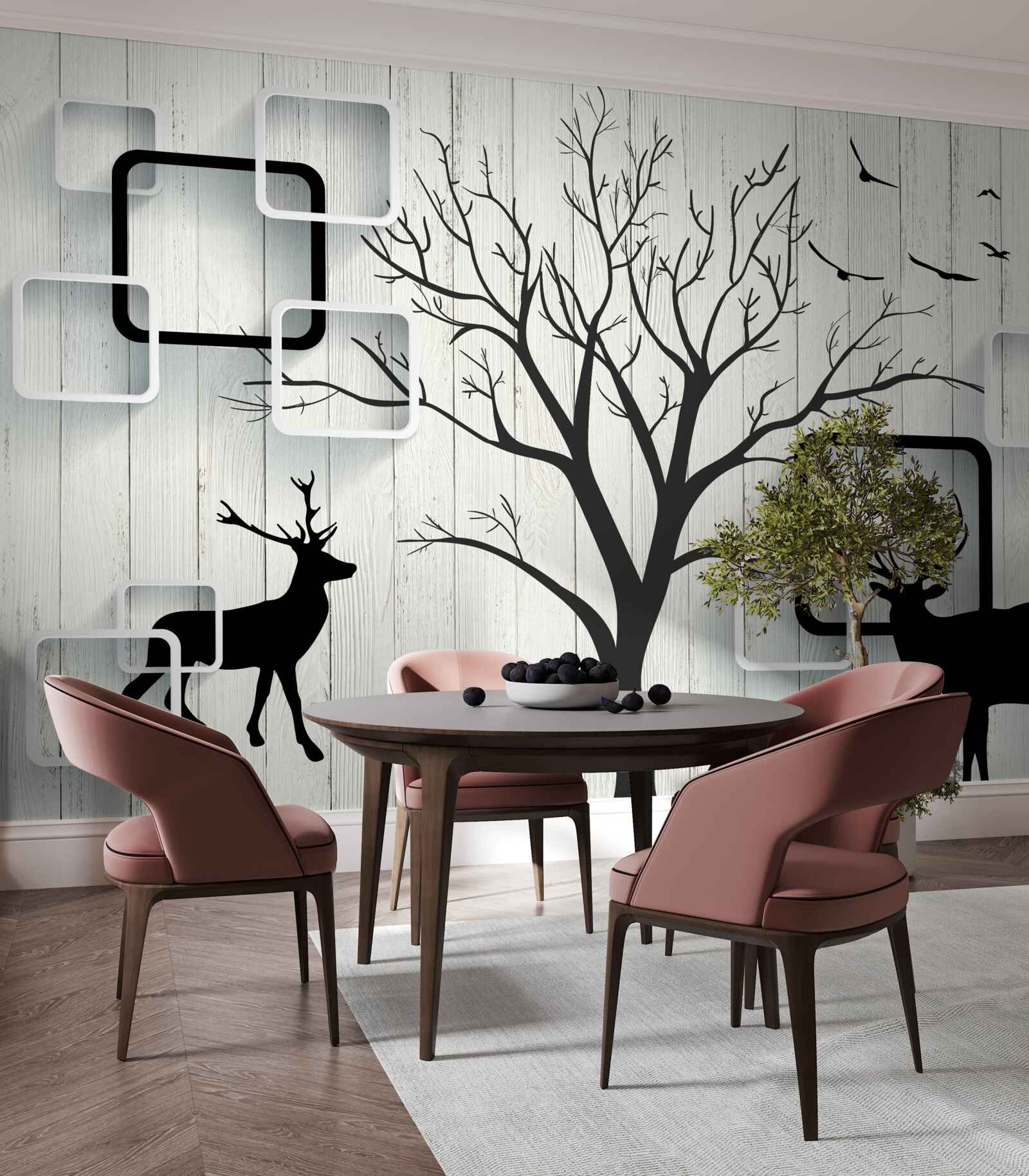 Fototapeta strom slúži ako vychádzkové miesto pre jelene