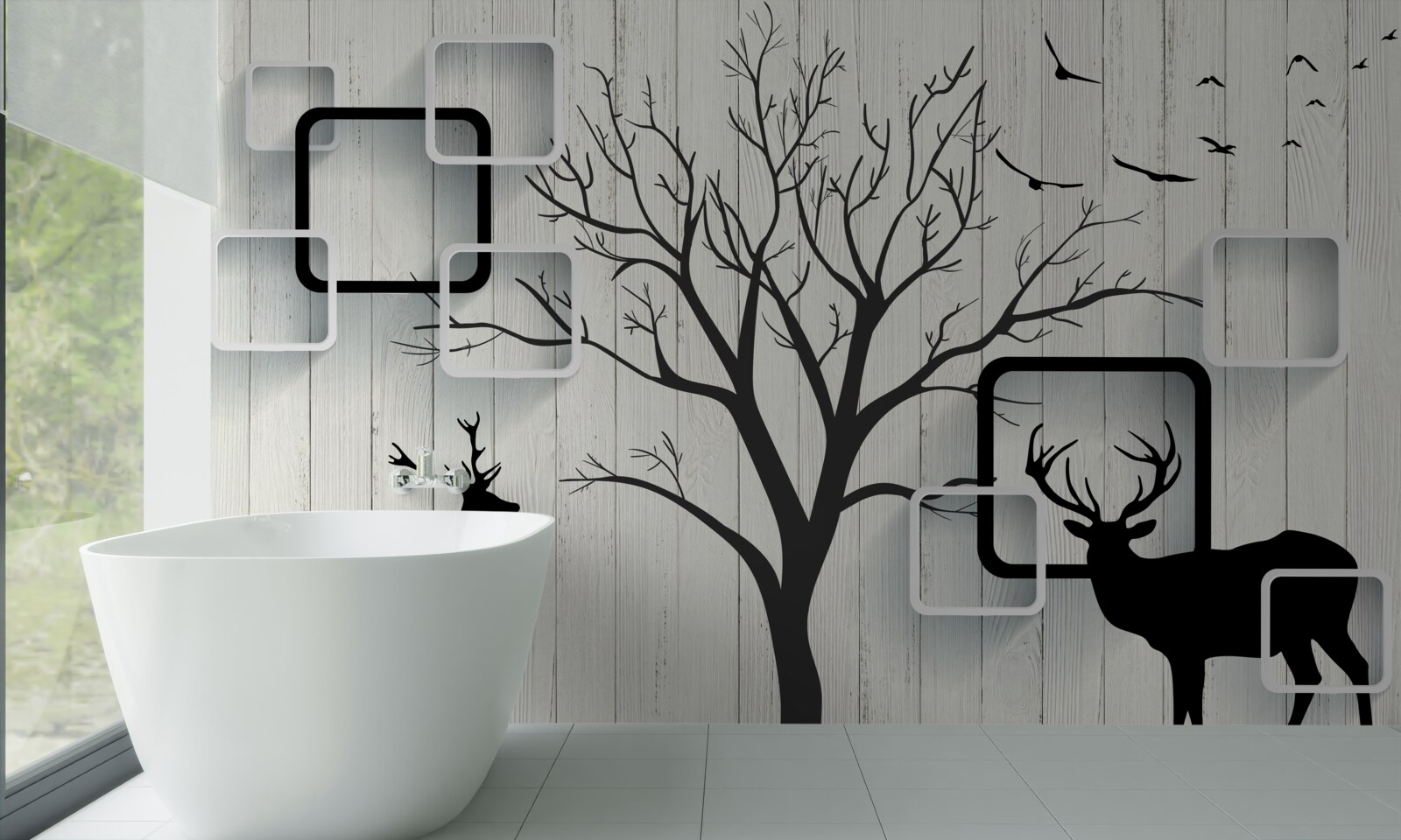 Fototapeta strom slúži ako vychádzkové miesto pre jelene