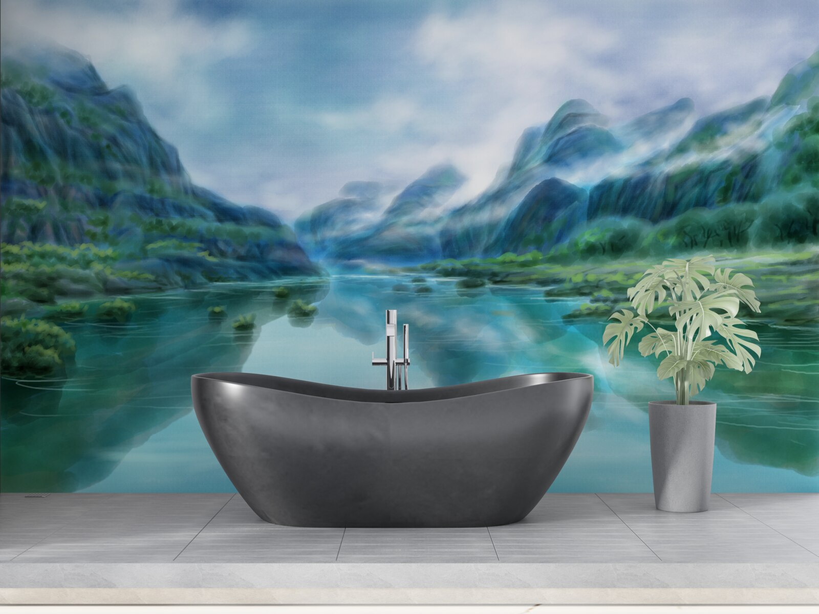 Fototapeta očarujúca pokojná rieka v horách