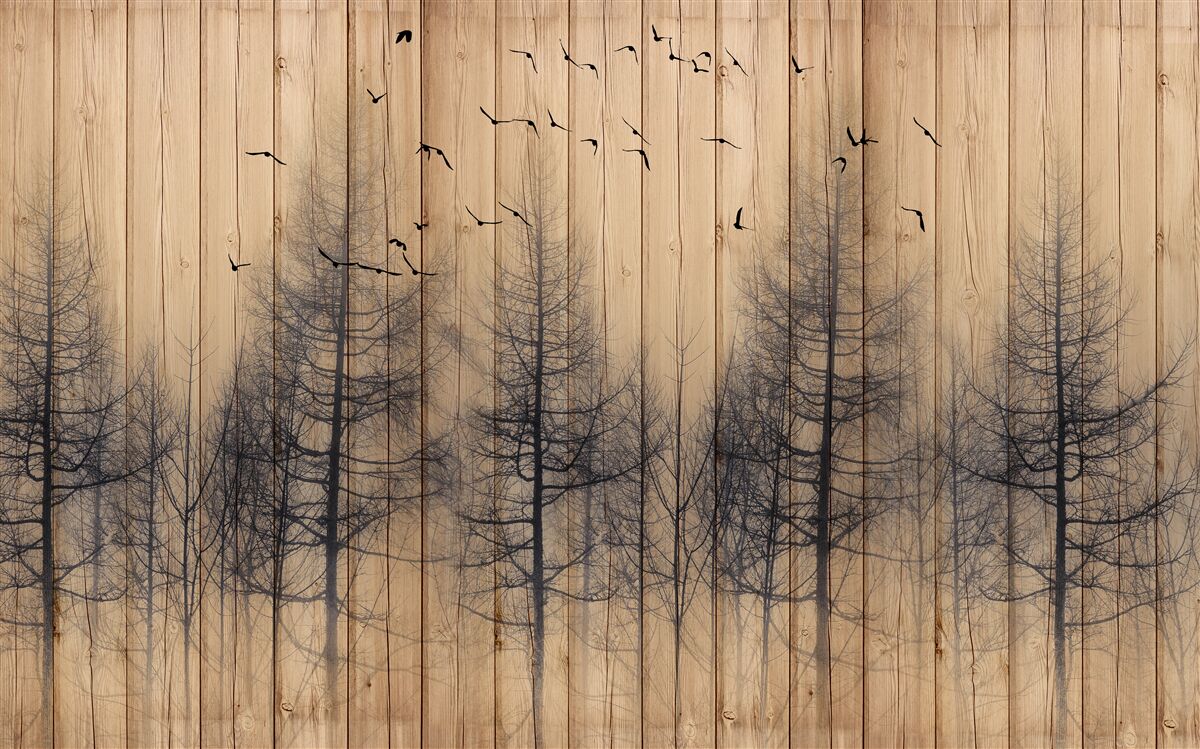 Fototapeta ilustrácia na tanečnom parkete zobrazuje vtáky lietajúce na oblohe
