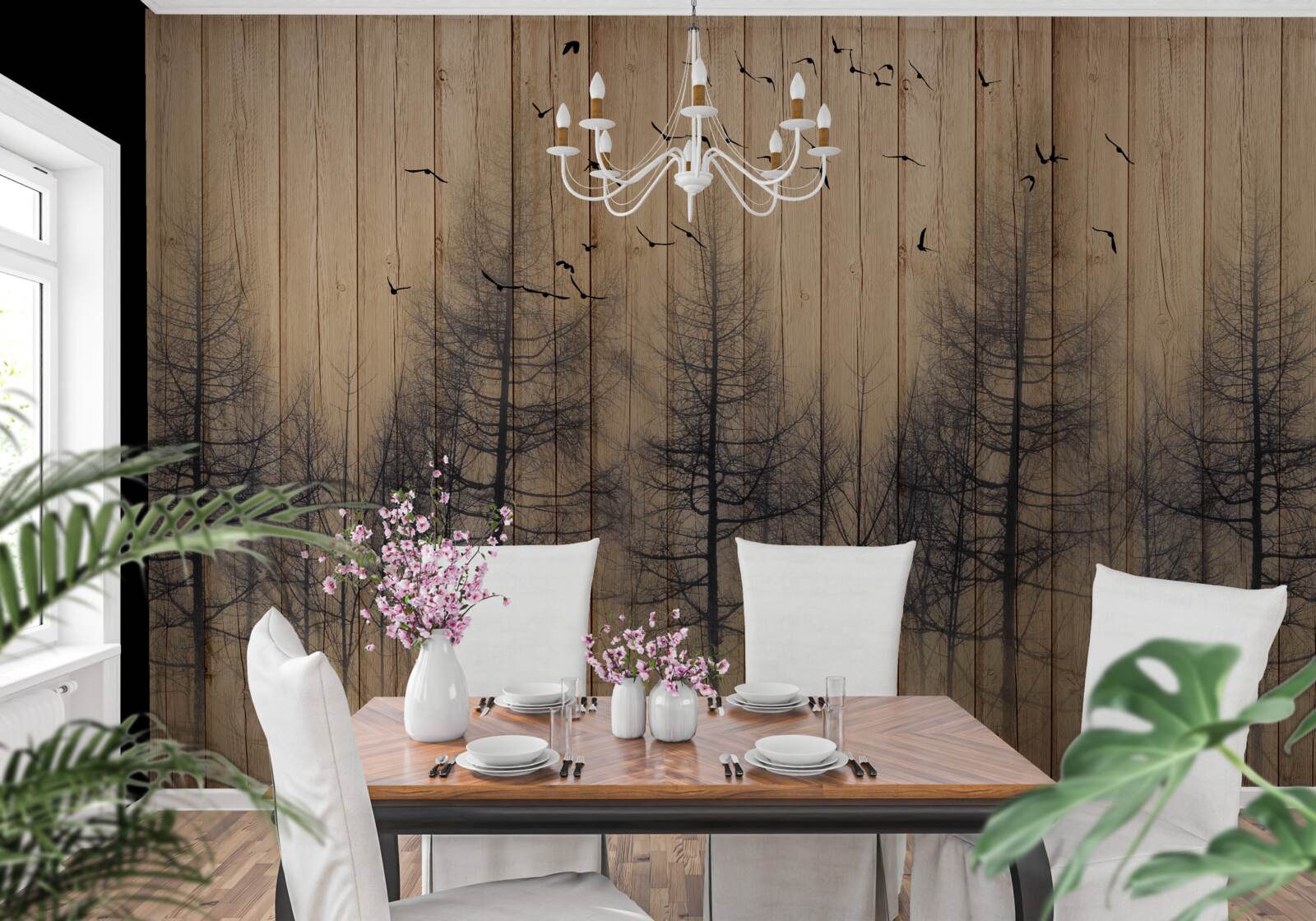 Fototapeta ilustrácia na tanečnom parkete zobrazuje vtáky lietajúce na oblohe