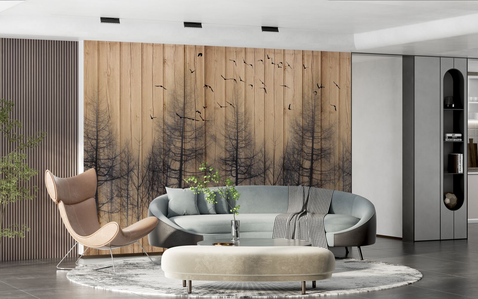 Fototapeta ilustrácia na tanečnom parkete zobrazuje vtáky lietajúce na oblohe