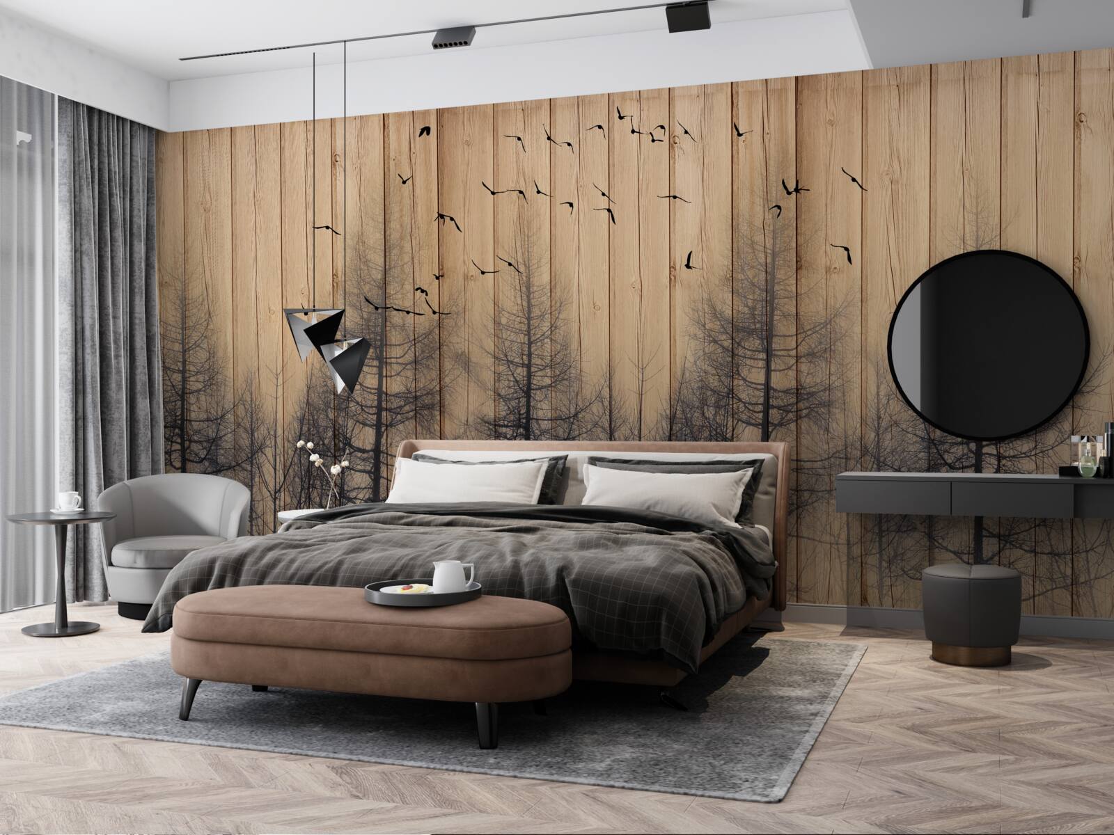 Fototapeta ilustrácia na tanečnom parkete zobrazuje vtáky lietajúce na oblohe