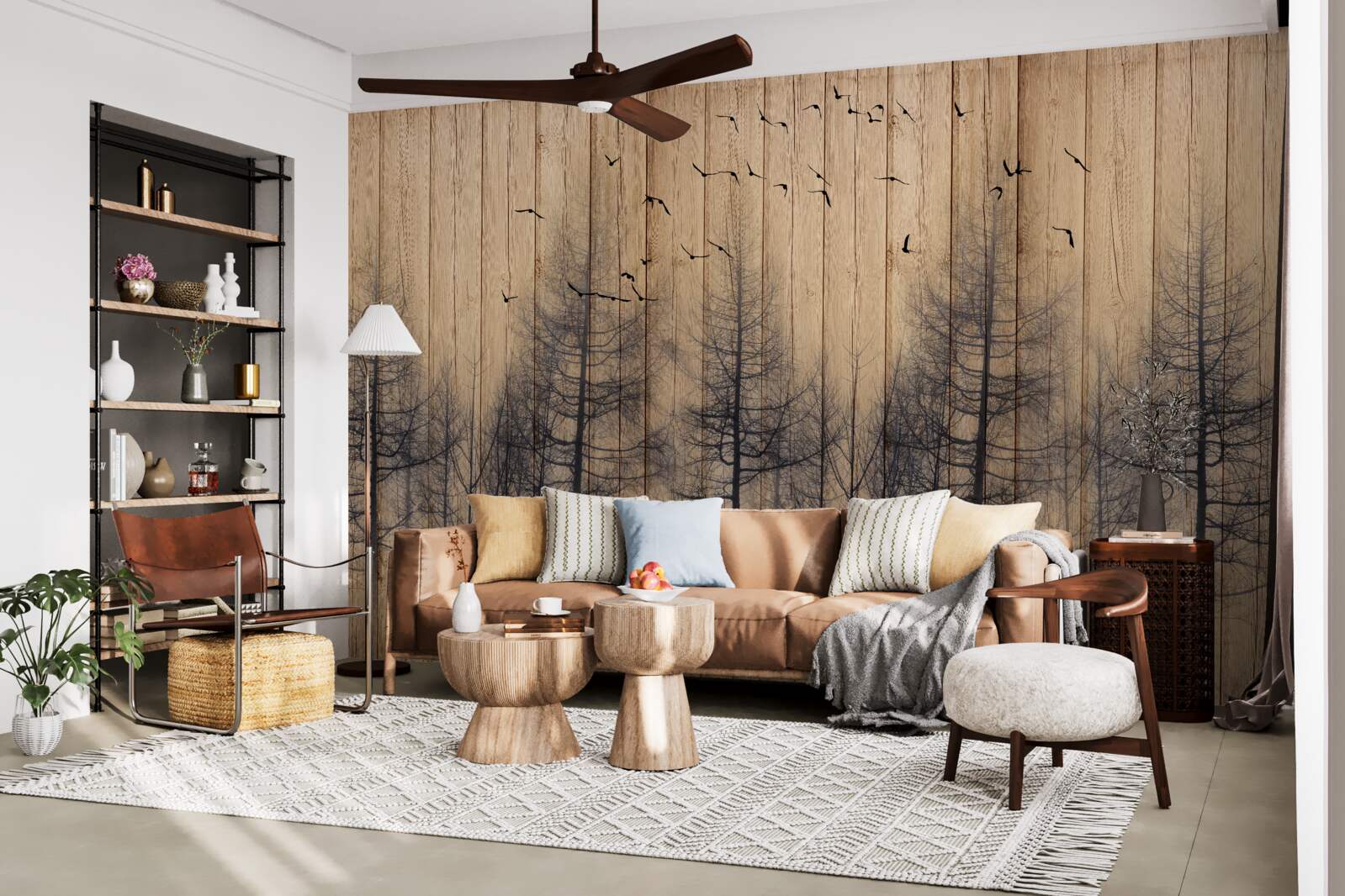 Fototapeta ilustrácia na tanečnom parkete zobrazuje vtáky lietajúce na oblohe