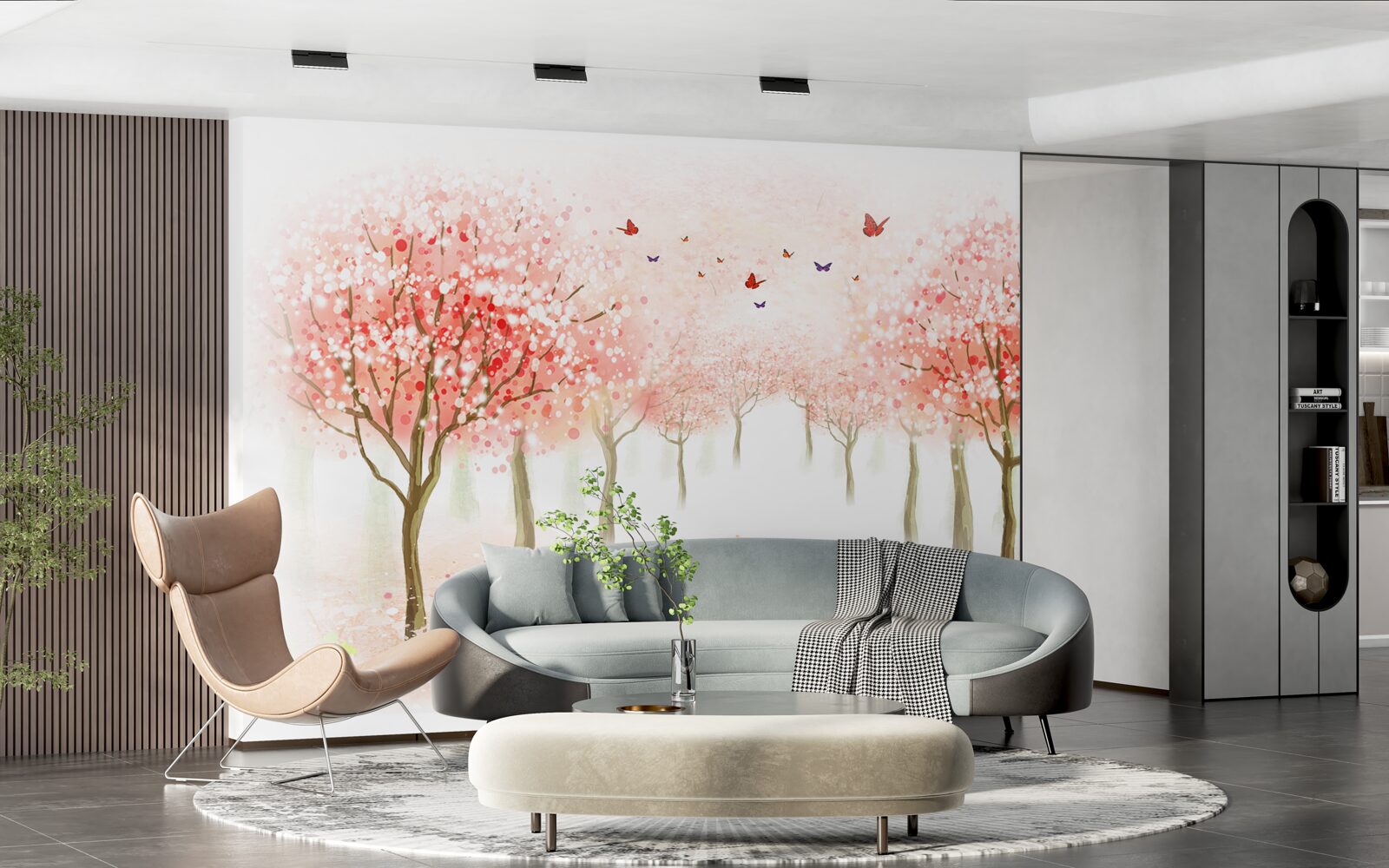 Fototapeta kvitnúce stromy posiate motýľmi