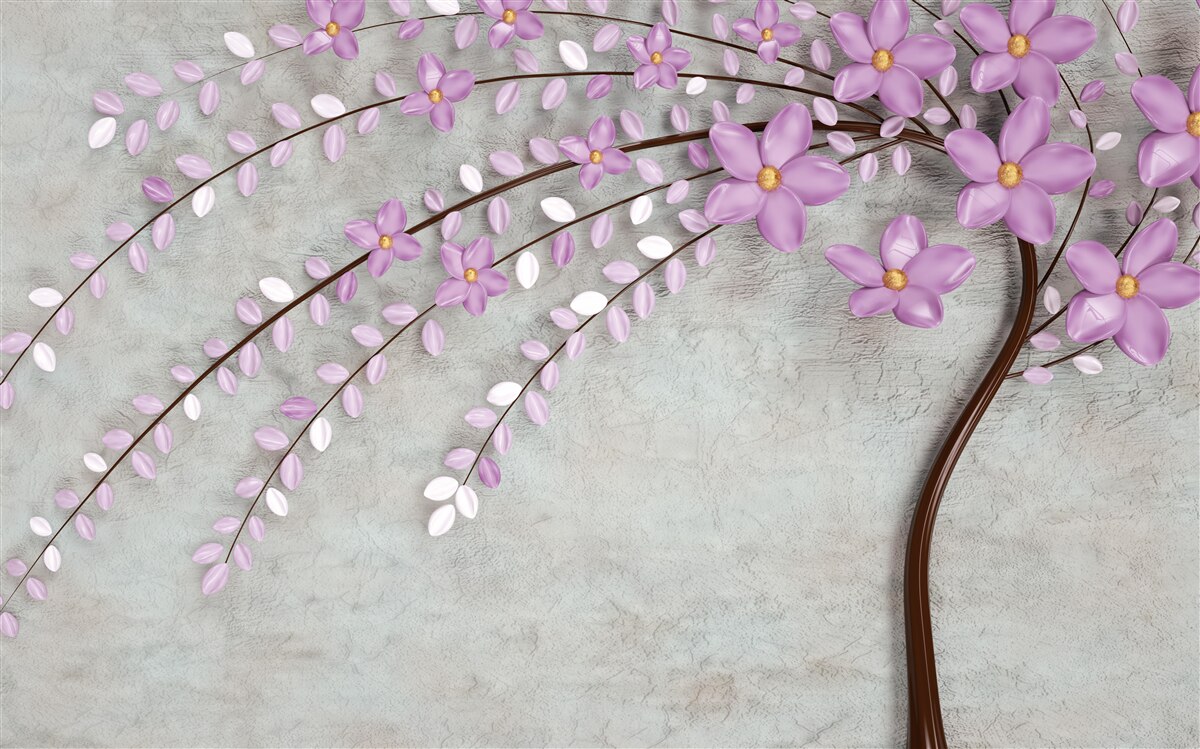 Fototapeta strom zdobený jemnými orgovánovými kvetmi