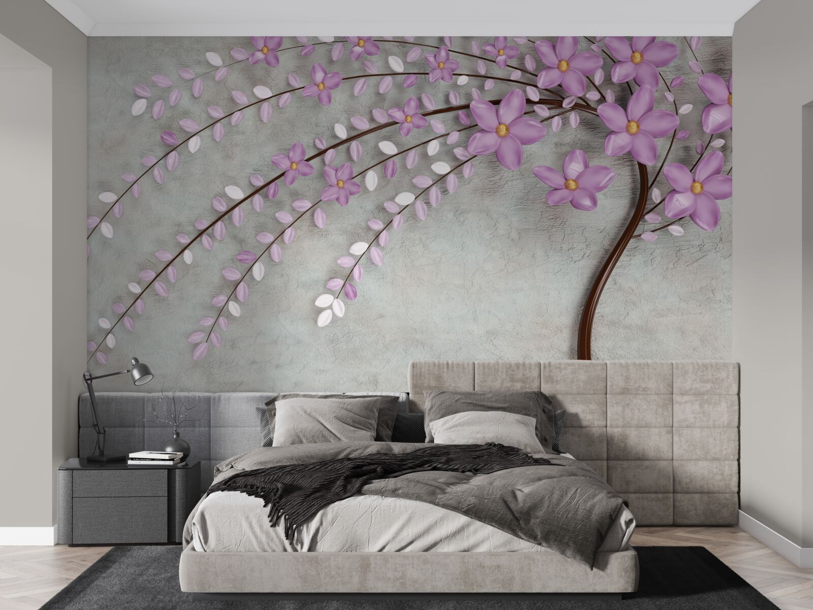 Fototapeta strom zdobený jemnými orgovánovými kvetmi