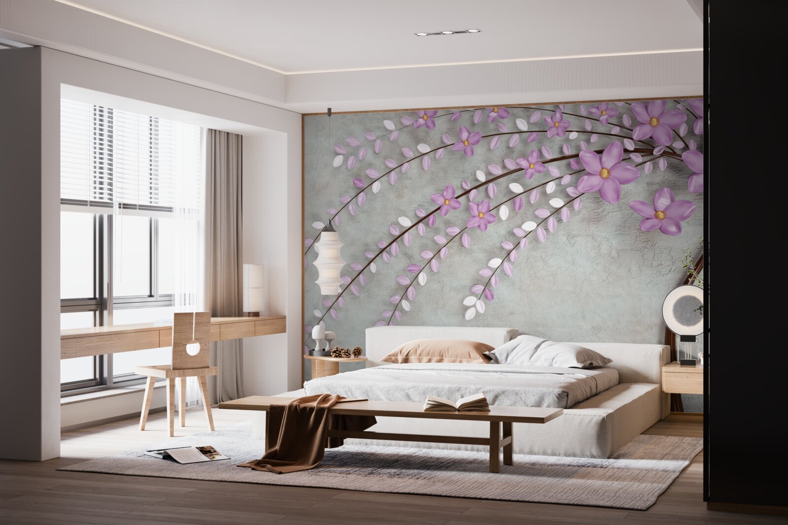 Fototapeta strom zdobený jemnými orgovánovými kvetmi