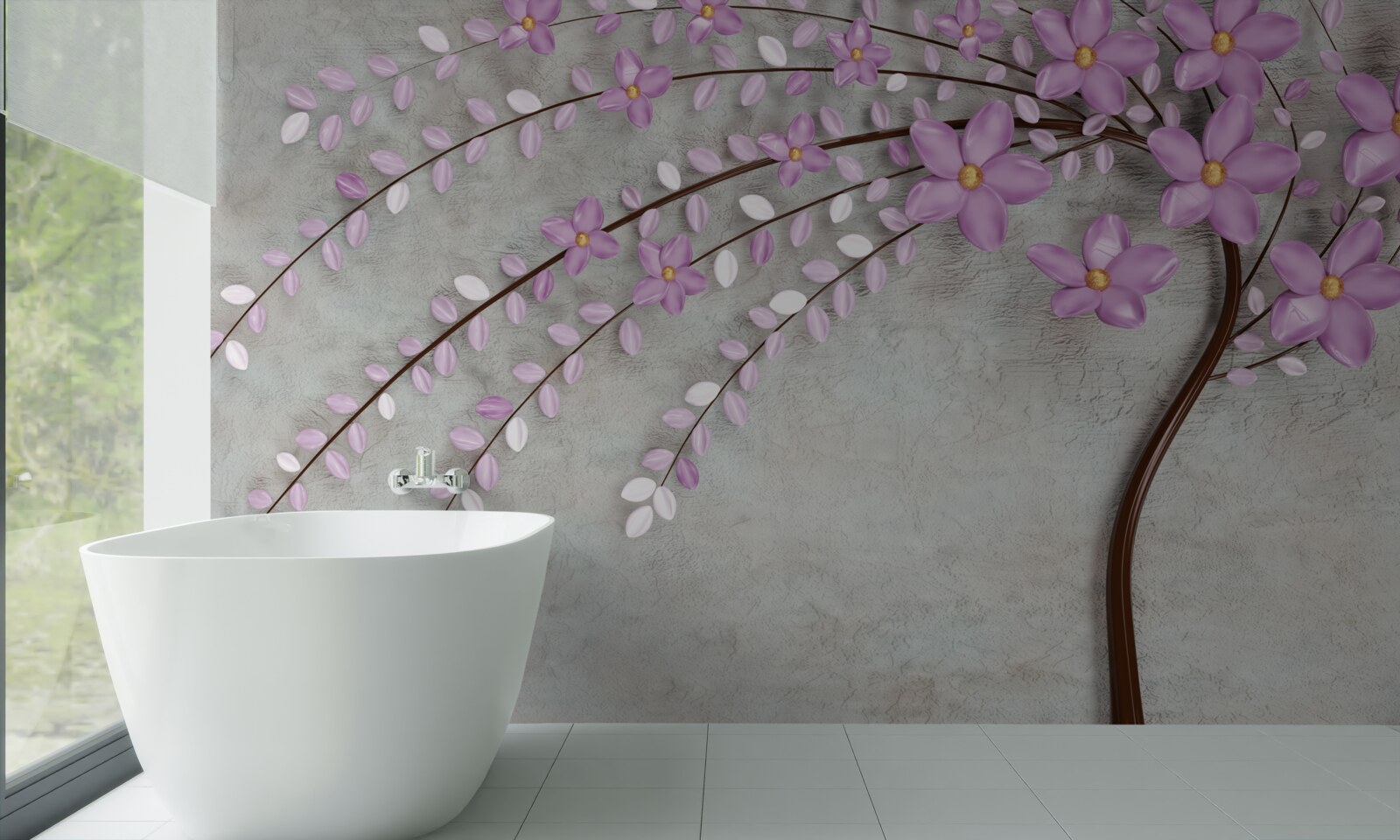 Fototapeta strom zdobený jemnými orgovánovými kvetmi