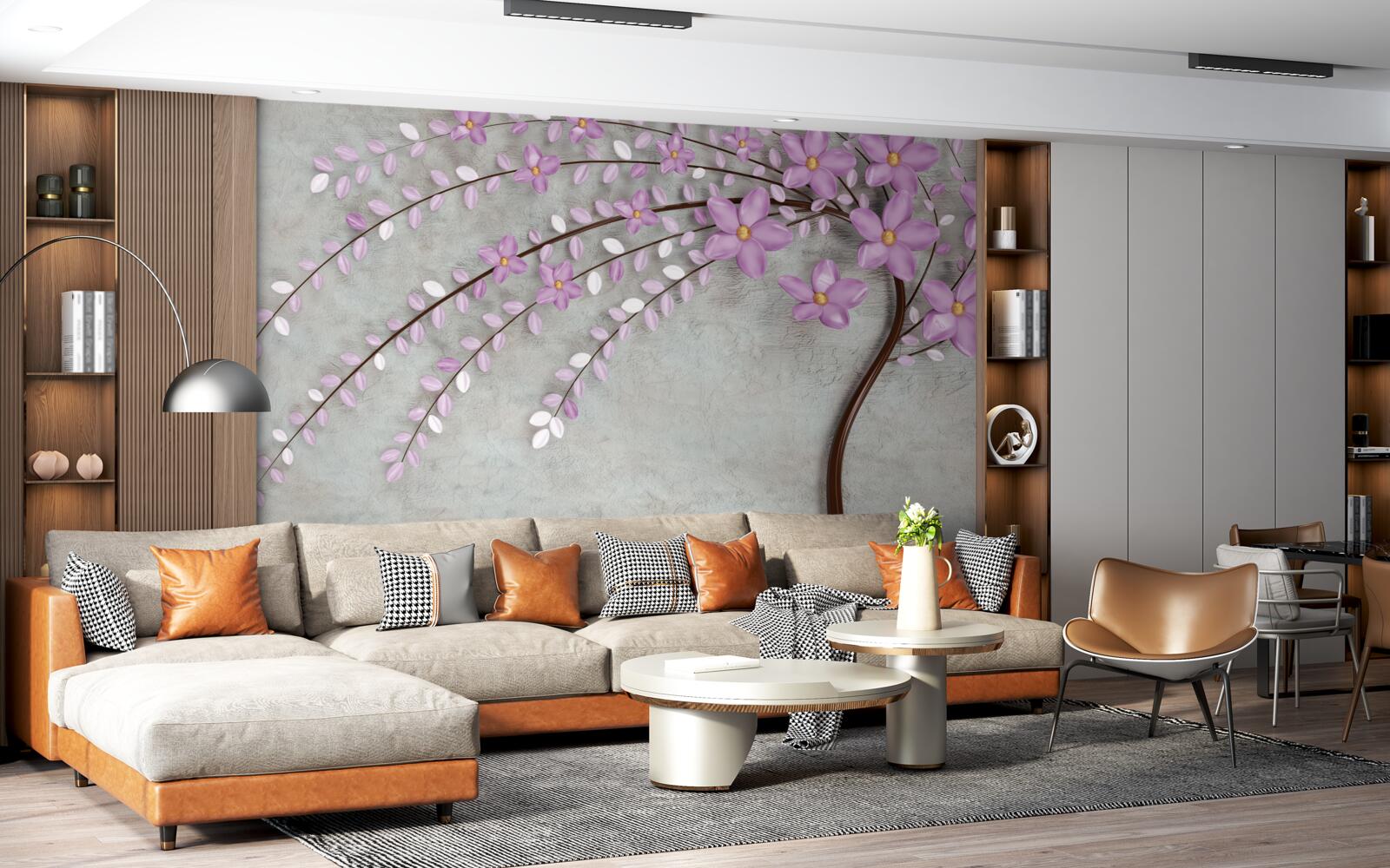 Fototapeta strom zdobený jemnými orgovánovými kvetmi