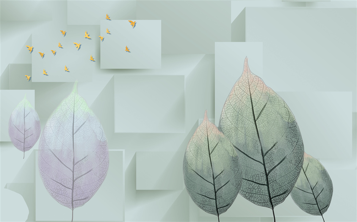 Fototapeta Žlté vtáky a listy